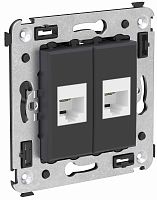 Розетка телефонная без рамки DKC Avanti 2-м. RJ12+RJ12 черный матовый картинка